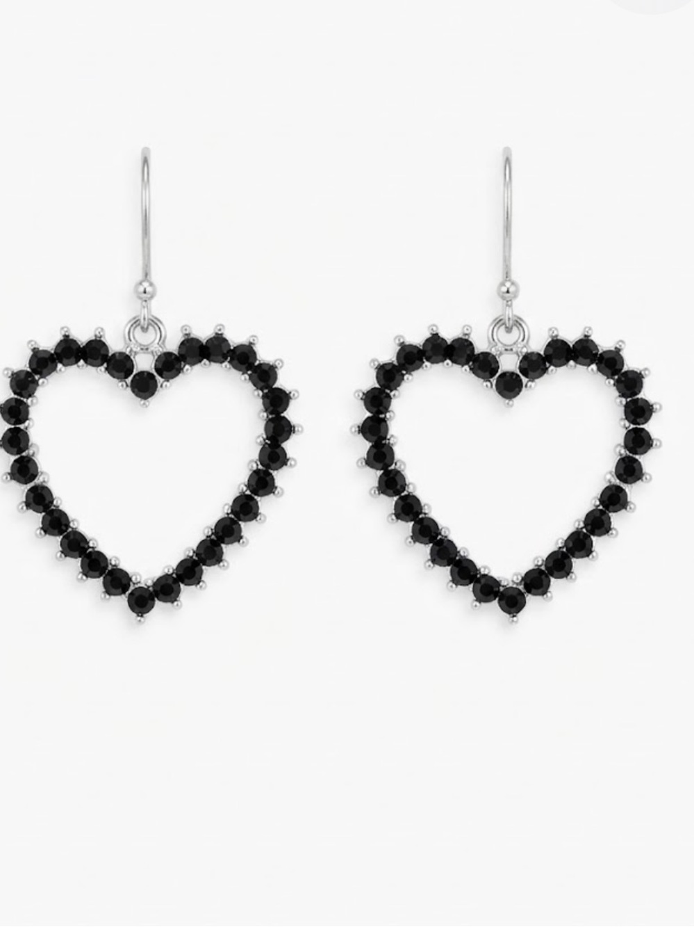 Black Heart Crystal Drop Earrings - Women Jewelry